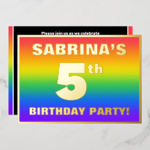 5th Birthday Party:おもしろい、レインボーカラフルパターン