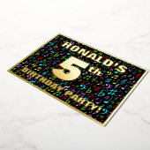 5th Birthday Party —おもしろい、音楽シカラフルンボル 箔招待状 (回転した状態)