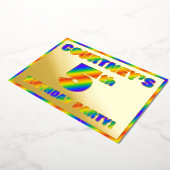 5th Birthday Party —おもしろい, Rainbow Spectrum "5" 箔招待状 (回転した状態)