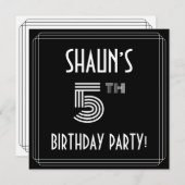 5th Birthday Party:アールデコスタイル(名前をカスタムする付) 招待状 (正面/裏面)