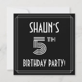 5th Birthday Party:アールデコスタイル(名前をカスタムする付) 招待状 (正面)