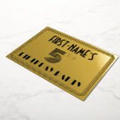 5th Birthday Party —アールデコスタイル「5」 & Name 箔招待状 (回転した状態)