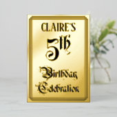 5th Birthday Party – スクリプエレガントト+名前をカスタムする 箔招待状 (立ち正面)