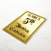 5th Birthday Party – スクリプエレガントト+名前をカスタムする 箔招待状 (回転した状態)