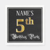 5th Birthday Party – スクリプファンシート、フェイク金ゴールド・ルック スタンダードランチョンナプキン (正面)