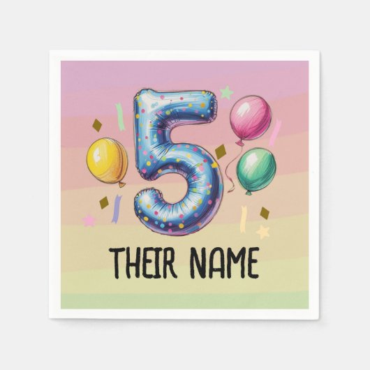 5th birthday party no theme スタンダードカクテルナプキン (正面)