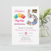 5th birthday photo collage number 5 Girl  招待状 (スタンド正面)