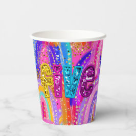 5th Birthday Pink Rainbow Glitter Paper cup 紙コップ