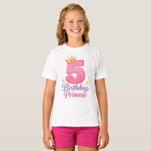 5th Birthday Princess Shirt Pink Crown Design for