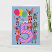 5th Birthday with Five Donkeys and Cupcakes カード (正面)