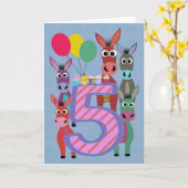 5th Birthday with Five Donkeys and Cupcakes カード (黄色い花)