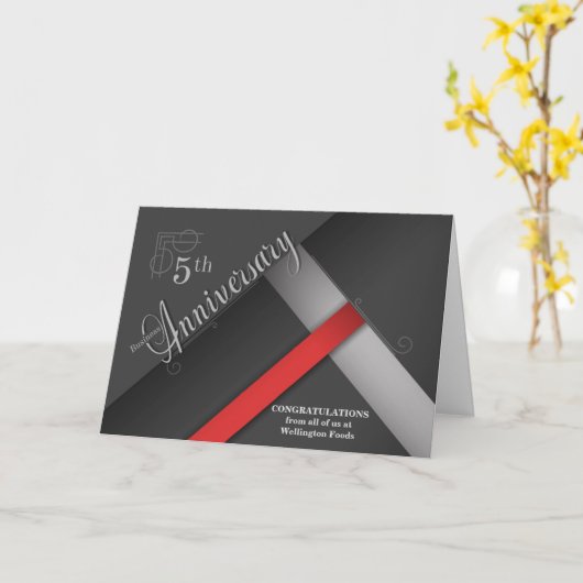 5th Business Anniversary Shades of Gray with Red カード (黄色い花)