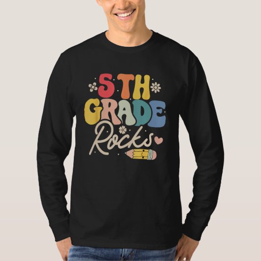 5th Fifth Grade Rocks  Back to School Teacher Stud Tシャツ (正面)
