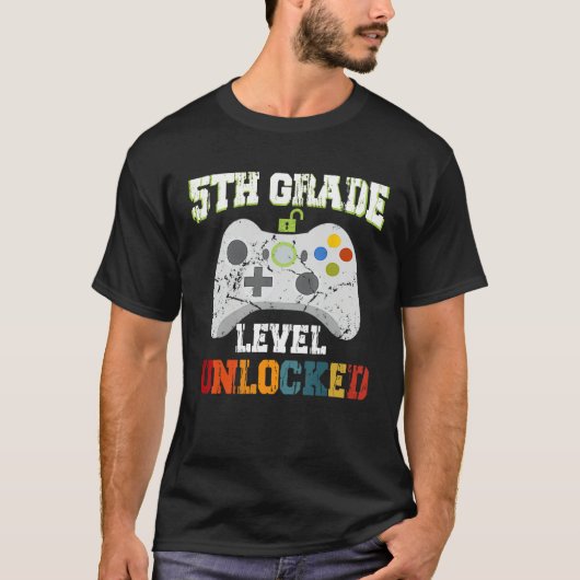 5TH Fifth Grade Unlocked Level Up Game Back To Sch Tシャツ (正面)