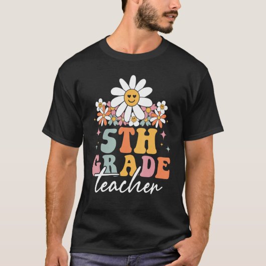 5th Grade Fifth Grade Teacher Hippie Groovy Back T Tシャツ (正面)