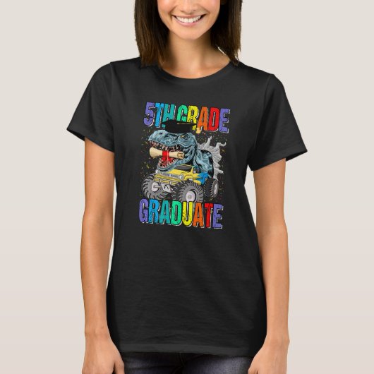 5th Grade Graduate Monster Truck Dinosaur Graduati Tシャツ (正面)