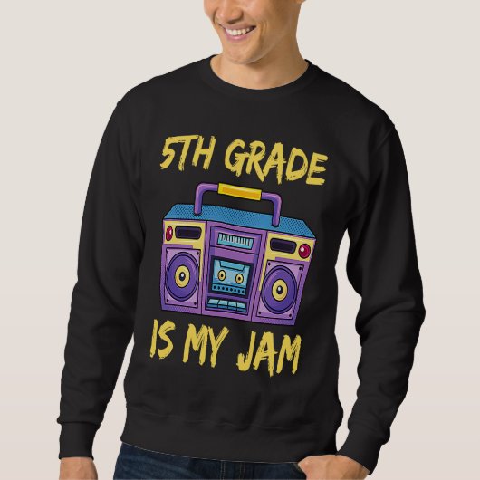 5th Grade Is My Jam School Retro 80s Boombox Stude スウェットシャツ (正面)