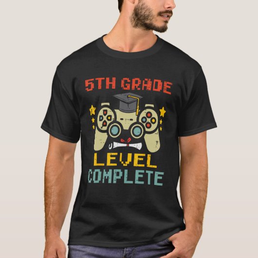 5th Grade Level Complete Gamer First Grade Graduat Tシャツ (正面)