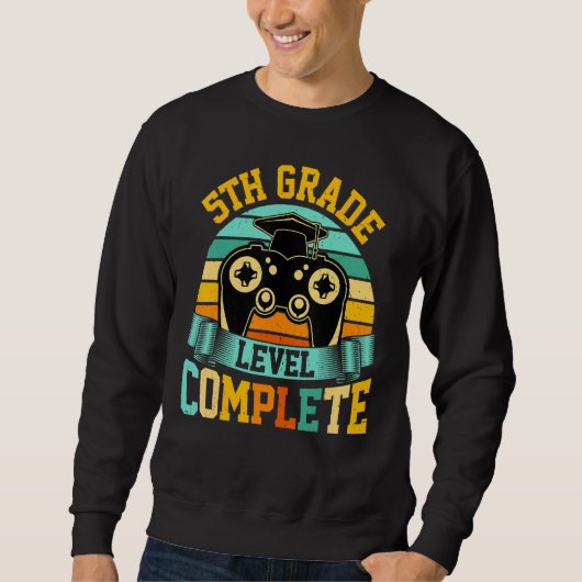5th Grade Level Complete  Video Gaming Gamer Gradu スウェットシャツ (正面)