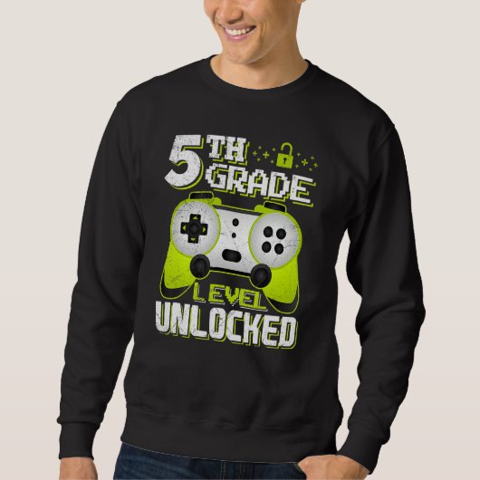 5th Grade Level Unlocked Fifth Grade Back To Schoo スウェットシャツ (正面)