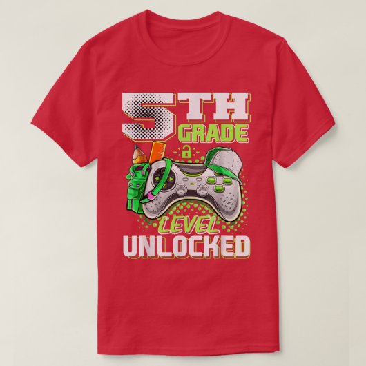 5th Grade Level Unlocked Funny Back To School Vide Tシャツ (デザイン正面)