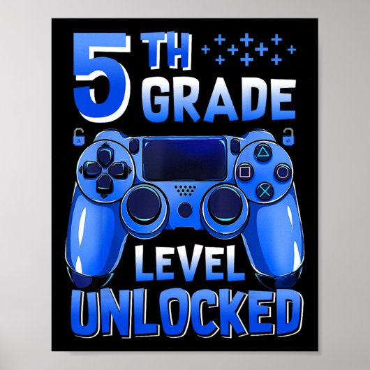 5th Grade Level Unlocked Gamer First Day Of School ポスター (正面)