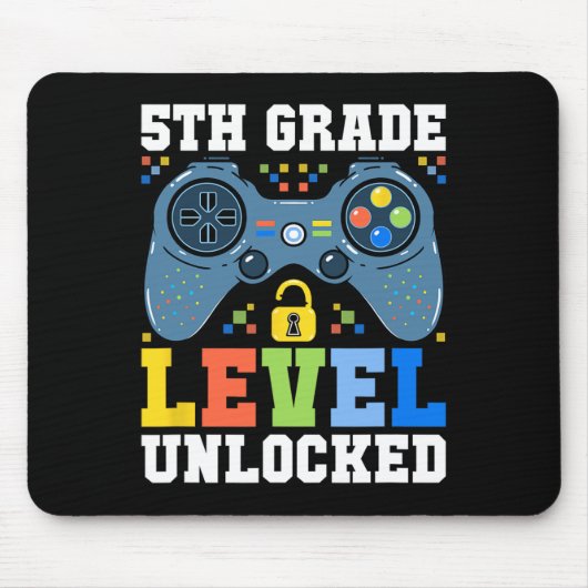 5th Grade Level Unlocked Gamer First Day Of School マウスパッド (正面)
