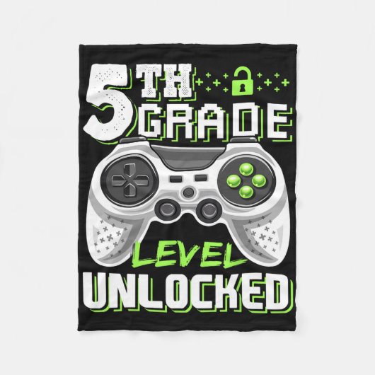5th Grade Level Unlocked Video Game Back To School フリースブランケット (正面)