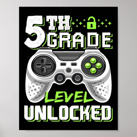 5th Grade Level Unlocked Video Game Back To School ポスター (正面)