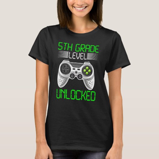 5th Grade Level Unlocked Video Game Back To School Tシャツ (正面)