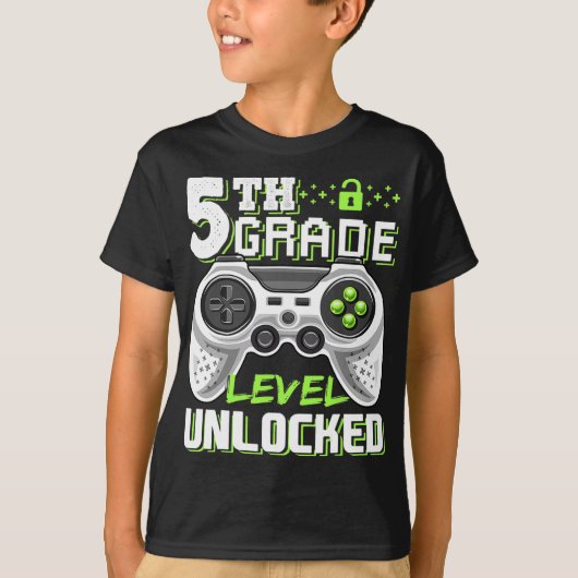 5th Grade Level Unlocked Video Game Back To School Tシャツ (正面)