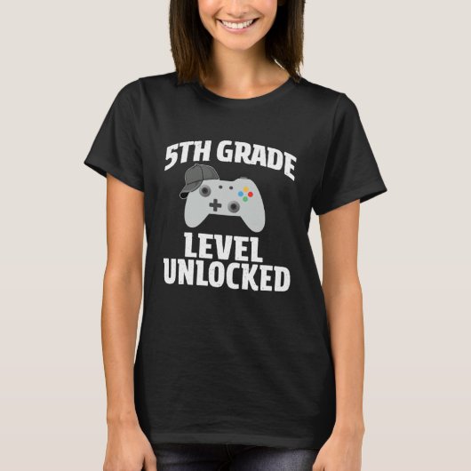 5th Grade Level Unlocked Video Gamer Back to Schoo Tシャツ (正面)