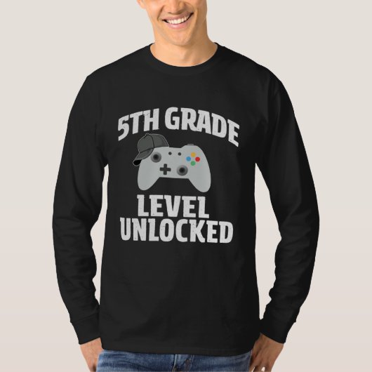 5th Grade Level Unlocked Video Gamer Back to Schoo Tシャツ (正面)