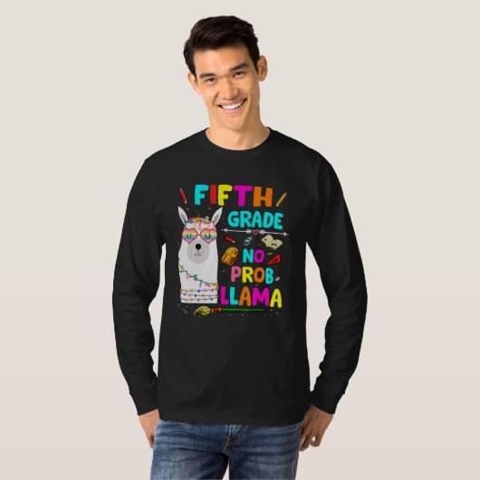 5th Grade No Prob Llama Teacher Student First Day  Tシャツ (正面フル)