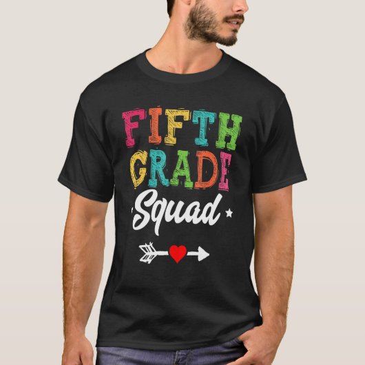 5th Grade Squad Fifth Teacher Student Team Back To Tシャツ (正面)