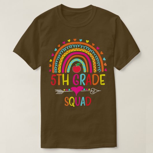 5th Grade Squad Teacher Student Rainbow Last Day O Tシャツ (デザイン正面)