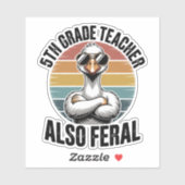 5th Grade Teacher Also Feral Funny Goose Retro シール (シート)