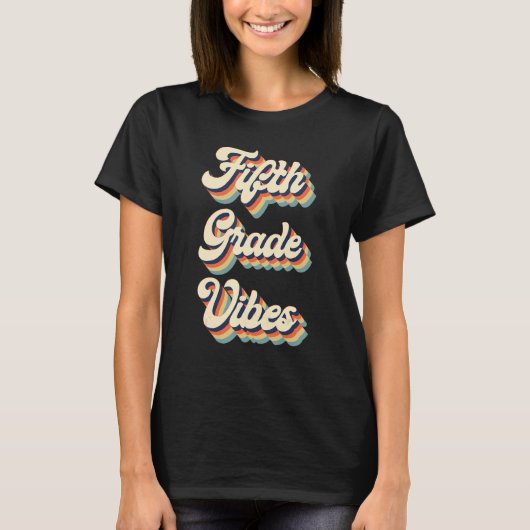 5th Grade Vibes Retro Groovy Back To School Teache Tシャツ (正面)