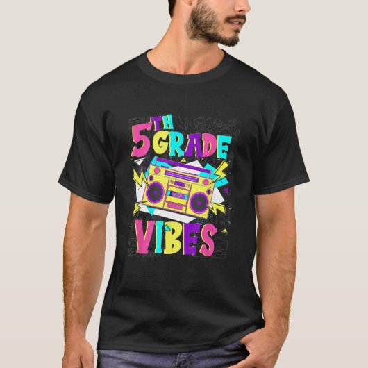 5th Grade Vibes Stereo Student Teacher Back To Sch Tシャツ (正面)