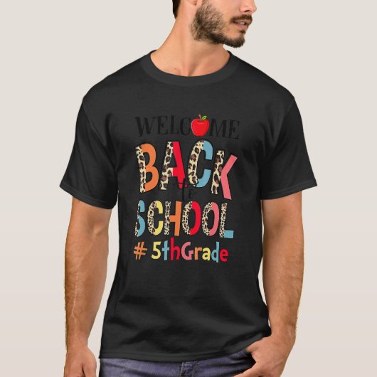 5th Grade Welcome Back To School Leopard Boys Girl Tシャツ (正面)