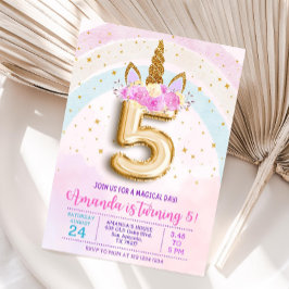 5th unicorn party invite, Editable 5th birthday in 招待状