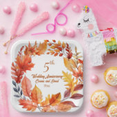 5th Wedding Anniversary Fall Floral ペーパープレート (パーティー)