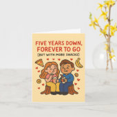 5th wedding anniversary Five Years Down, Forever カード (黄色い花)