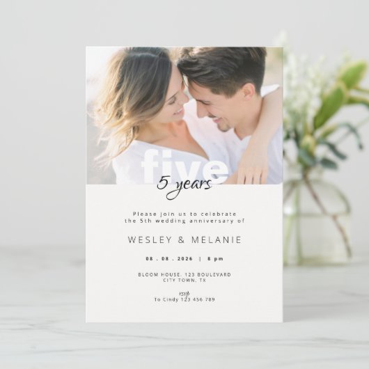 5th Wedding Anniversary - Five Years with Photo 招待状 (スタンド正面)