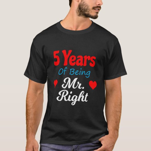 5th Wedding Anniversary for Men Him Mr Right Husba Tシャツ (正面)
