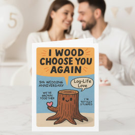 5th Wedding Anniversary Pun wood カード