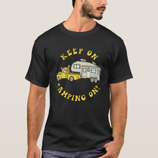 5th wheel KEEP ON CAMPING ON Camper Hippie Tシャツ (正面)