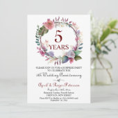 5th Wood Surprise Wedding Anniversary Floral 招待状 (スタンド正面)
