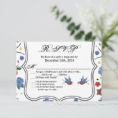 5x3.5 返信カード 伝統的な鳥のタトゥー Sparro 招待状 (スタンド正面)