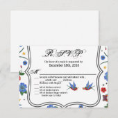 5x3.5 返信カード 伝統的な鳥のタトゥー Sparro 招待状 (正面/裏面)